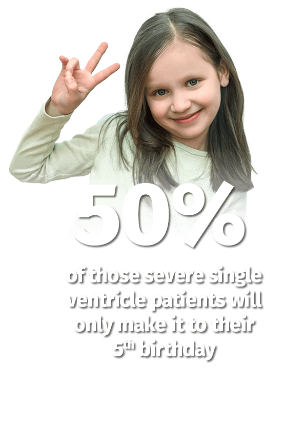 50% of those severe single ventricle patients will only make it to their 5th birthdayle ventricle